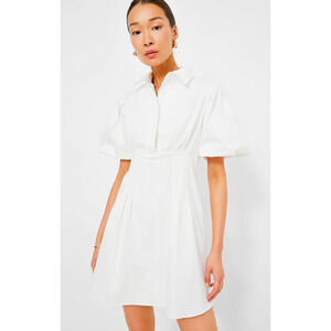 Tuckernuck Delaney White Puff Sleeve Mini Dress Cotton Blend M